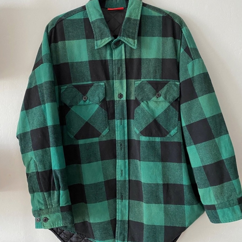Denimist green plaid shirt jacket medium and XS